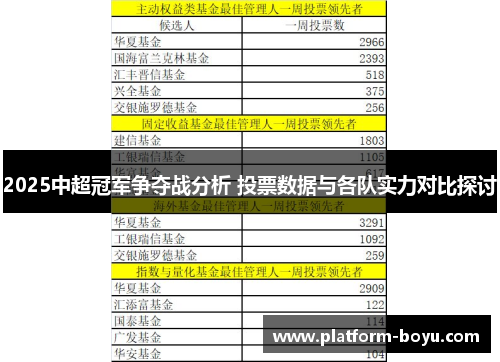 2025中超冠军争夺战分析 投票数据与各队实力对比探讨